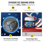 VEVOR 110V Commercial Ice Crusher 661LBS/H, ETL Approved 300W Electric Snow Cone Machine with Dual Blades, Stainless Steel Shaved Ice Machine with Safety On/Off Switch for Family, Restaurants, Bars