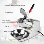 Electric Ice Crusher,110V Electric Ice Shaver Machine with Dual Blades,Bowl and Cover 300W Electric Snow Cone Maker(176lbs/80kg Per Hour,2200rpm) for Shaved Ice,Margaritas,Home Commercial Use(Sliver)
