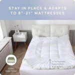 Cooling Mattress Topper - Queen Size | Plush Pad Mattress Topper for Back Pain Relief, 8-21" Deep Pocket | Viscose Made from Bamboo Pillow Top | Bedroom Essentials