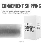 LUCID Bamboo Charcoal Infused Memory, 3 Inch, Hypoallergenic, Cooling Ventilation, CertiPUR-Certified Foam Mattress Topper, Twin XL