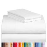 LuxClub 4 PC Queen Sheet Set, Bed Sheets, Deep Pockets 18" Eco Friendly Wrinkle Free Cooling Machine Washable Hotel Bedding Silky Soft - White