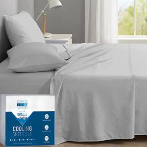 Degrees of Comfort Coolmax Cooling Sheet Set for Full Size Bed, Moisture Wicking for Night Sweats Best Comfort, Cool Sheets for Hot Sleepers During Warm Weather with Deep Pocket 4PC Light Grey