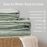 Bamtek 100% Viscose from Bamboo Sheets King Size, Super Soft Bedding Set, 4PC Cooling Sheets for Hot Sleepers, Vegan Silk Moisture Wicking, Organically Grown Bedsheet, Sage - 76" x 80"