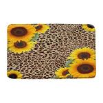 MSAYNFG Leopard Print Bath Mat Sunflower Yellow Floral Animal Skin Abstract Cheetah Africa Safari Wildlife Creative Bathroom Decor Microfiber Memory Foam Backing Bath Rugs 18x30 Inch