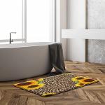MSAYNFG Leopard Print Bath Mat Sunflower Yellow Floral Animal Skin Abstract Cheetah Africa Safari Wildlife Creative Bathroom Decor Microfiber Memory Foam Backing Bath Rugs 18x30 Inch