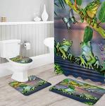 ZGDPBYF Uphome Bath Mat for Bathroomcartoon Animals Green Leaf Branch Frog Printed Bath Mats Carpet for Shower Floors Bathtub
