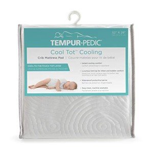 Tempur-Pedic Cool Tot Cooling Fitted Waterproof Infant and Baby Crib Mattress Protector Pad & Toddler Bed Cover, Comfortable and Luxurious Topper, Machine Washable and Dryer Friendly, 52” x 28”- White