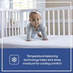 Sealy Baby Cool Comfort Cooling Crib Mattress Protector Pad and Toddler Bed Cover, Infant and Newborn Waterproof Durable Comfortable Topper, Machine Washable and Dryer Friendly, 52x28”- White