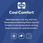 Sealy Baby Cool Comfort Cooling Crib Mattress Protector Pad and Toddler Bed Cover, Infant and Newborn Waterproof Durable Comfortable Topper, Machine Washable and Dryer Friendly, 52x28”- White