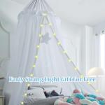 Hommi Lovvi Bed Canopy for Girls, Dreamy Frills Ceiling Hanging Princess Canopy Bedroom Decoration Soft Canopy Net Reading Nook, Extra Large Full Queen Size Bed Canopies - White