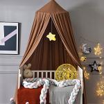 Mengersi Bed Canopy Play Tent for Kids, Round Dome Kids Mosquito Net Indoor Outdoor Castle Hanging House Decoration Reading Nook (Coffee)