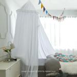 Hommi Lovvi Bed Canopy for Girls, Dreamy Frills Ceiling Hanging Princess Canopy Bedroom Decoration Soft Canopy Net Reading Nook, Extra Large Full Queen Size Bed Canopies - White