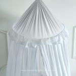 Hommi Lovvi Bed Canopy for Girls, Dreamy Frills Ceiling Hanging Princess Canopy Bedroom Decoration Soft Canopy Net Reading Nook, Extra Large Full Queen Size Bed Canopies - White