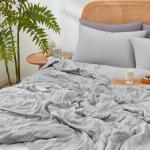 Cozy Bliss Seersucker Cooling Comforter Queen Size, Q-Max 0.4 Reversible Lightweight Cooling Blanket, Breathable Silk Smooth Summer Bedding Quilt for Hot Sleepers Night Sweats Light Grey