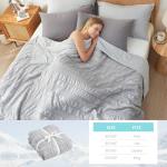 Cozy Bliss Seersucker Cooling Comforter Queen Size, Q-Max 0.4 Reversible Lightweight Cooling Blanket, Breathable Silk Smooth Summer Bedding Quilt for Hot Sleepers Night Sweats Light Grey