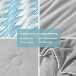 Cozy Bliss Seersucker Cooling Comforter Queen Size, Q-Max 0.4 Reversible Lightweight Cooling Blanket, Breathable Silk Smooth Summer Bedding Quilt for Hot Sleepers Night Sweats Light Grey