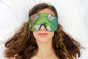 Candi Andi Handmade Opulence Yoga Eye Mask Pillow - Weighted Flaxseed Fill, Unscented, Satin & Velvet, Adjustable Strap - Ideal for Meditation & Restful Sleep -Spring Green - TEMF-SG