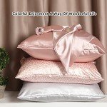 2 Pack Satin Pillowcase with Latent Zipper, Adjustable Satin Eye Mask for Sleeping and Satin Volume Scrunchie for Hair and Skin, Standard Size (Light Pink,Classic Style)