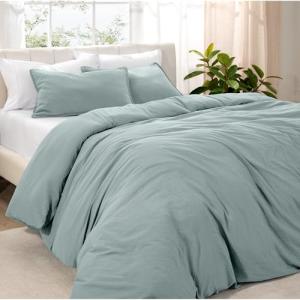 Bare Home Ultra Soft Washed Microfiber Extra Long Duvet Cover with Zipper and Securing Ties and 1 Std. Pillow Sham, Linen-Like Look, Easy Care, Hypoallergenic (Twin/Twin XL, Sea Spray)