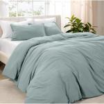 Bare Home Ultra Soft Washed Microfiber Extra Long Duvet Cover with Zipper and Securing Ties and 1 Std. Pillow Sham, Linen-Like Look, Easy Care, Hypoallergenic (Twin/Twin XL, Sea Spray)