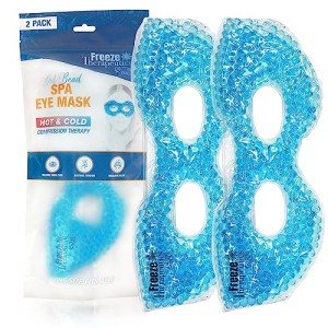 USA Merchant - 2 Redesigned Therapeutic Spa Gel Bead Eye Masks - Hot/Cold Reusable Ice Packs with Flexible Beads - Compress Therapy for Puffy Eyes, Dark Circles, Headaches, Migraines, Stress Relief