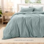 Bare Home Ultra Soft Washed Microfiber Extra Long Duvet Cover with Zipper and Securing Ties and 1 Std. Pillow Sham, Linen-Like Look, Easy Care, Hypoallergenic (Twin/Twin XL, Sea Spray)