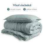 Bare Home Ultra Soft Washed Microfiber Extra Long Duvet Cover with Zipper and Securing Ties and 1 Std. Pillow Sham, Linen-Like Look, Easy Care, Hypoallergenic (Twin/Twin XL, Sea Spray)