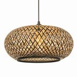 Arturesthome Bamboo Woven Pendant Light for Kitchen Island, Hand-Woven Black Shades Chandelier, Handmade Hanging Lights Crafts Lampshade
