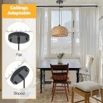 TERLEENART Bamboo Pendant Light,1pcs Boho Round Basket Chandelier Handmade Woven Pendant Light, Natural Bamboo Rattan Hanging Chandelier for Kitchen Island Dining Room Living Room Porch