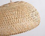 Bamboo Large Plug in Pendant Light with 14ft Handmade Woven Light Cord, Dimmable Switch, Rustic Basket Hanging Lamp for Bedroom Kitchen Island Farmhouse Dining Room Living Room,17.8 inch Width