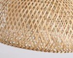 Bamboo Large Plug in Pendant Light with 14ft Handmade Woven Light Cord, Dimmable Switch, Rustic Basket Hanging Lamp for Bedroom Kitchen Island Farmhouse Dining Room Living Room,17.8 inch Width