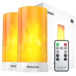 Hompavo 【Upgraded】 LED Flame Lights with Remote & Timer, 4-Mode Rechargeable Battery Operated Flameless Candles, Waterproof Pillar Flickering Lanterns for Bathroom Patio Wedding Halloween Home Decor