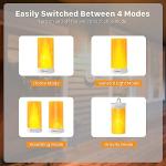 Hompavo 【Upgraded】 LED Flame Lights with Remote & Timer, 4-Mode Rechargeable Battery Operated Flameless Candles, Waterproof Pillar Flickering Lanterns for Bathroom Patio Wedding Halloween Home Decor