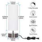 Touch Table Lamp, 3-Way Dimmable Modern Minimalist Accent Bedside Lamp with Cylinder Fabric Shade, Night Light Nightstand Desk Lamp for Bedroom Living Room Kitchen, 9W LED Bulb Included