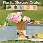 Phyllia Foldable Storage Boxes with Lidsz, 3 Pack Collapsible Plastic Storage Bins Organizer Containers Baskets Cub with Cover,Stackable Utility Crates Storage Box (Blue, 30L)