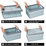 Phyllia Foldable Storage Boxes with Lidsz, 3 Pack Collapsible Plastic Storage Bins Organizer Containers Baskets Cub with Cover,Stackable Utility Crates Storage Box (Blue, 30L)