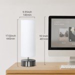 Touch Table Lamp, 3-Way Dimmable Modern Minimalist Accent Bedside Lamp with Cylinder Fabric Shade, Night Light Nightstand Desk Lamp for Bedroom Living Room Kitchen, 9W LED Bulb Included