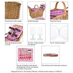 PICNIC TIME Piccadilly Picnic Basket, Romantic Picnic Basket for 2 - Includes Utensil Set, Glasses, Plates, and Wine Opener, (Red & White Plaid Pattern)