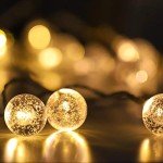 myCozyLite Battery Powered LED String Lights, Warm White Globe String Lights, 20 Crystal Globes, Multifunction with Timer, for Balcony, Patio, Wall, Indoor, Outdoor, 10 ft, Clear Wire