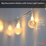 myCozyLite Battery Powered LED String Lights, Warm White Globe String Lights, 20 Crystal Globes, Multifunction with Timer, for Balcony, Patio, Wall, Indoor, Outdoor, 10 ft, Clear Wire