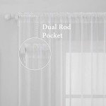 MIULEE 2 Panels Solid Color White Sheer Window Curtains Elegant Window Voile Panels/Drapes/Treatment for Bedroom Living Room (54 X 84 Inches White)
