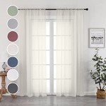 OWENIE Sheer Curtains 84 inch Length, Ivory Sheer Cutains 2 Panels Set for Bedroom/Living Room, Rod Pocket Voile Fimly Drapes, 2pcs, Each 42" W x 84" L