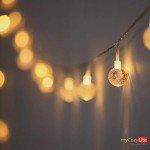 myCozyLite Battery Powered LED String Lights, Warm White Globe String Lights, 20 Crystal Globes, Multifunction with Timer, for Balcony, Patio, Wall, Indoor, Outdoor, 10 ft, Clear Wire
