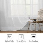 MIULEE 2 Panels Solid Color White Sheer Window Curtains Elegant Window Voile Panels/Drapes/Treatment for Bedroom Living Room (54 X 84 Inches White)