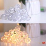 myCozyLite Battery Powered LED String Lights, Warm White Globe String Lights, 20 Crystal Globes, Multifunction with Timer, for Balcony, Patio, Wall, Indoor, Outdoor, 10 ft, Clear Wire