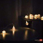 myCozyLite Battery Powered LED String Lights, Warm White Globe String Lights, 20 Crystal Globes, Multifunction with Timer, for Balcony, Patio, Wall, Indoor, Outdoor, 10 ft, Clear Wire