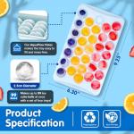 Emporio Kitchen Round Ice Cube Tray with Lid and Bin – Creates 99 Ice Balls (1.1 Inch Size), Stackable Ice Cube Trays, Easy-Release Ice Balls for Drinks and Cocktails, Pack of 1 (3 Trays), Blue