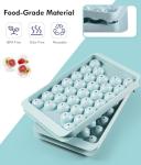 Ice Cube Tray with Lid and Bin – Round Ice Cube Trays for Freezer, BPA-Free Food-Grade Ice Mold, Stackable Ice Ball Maker, Circle Ice Cube Tray for Cocktails, Whiskey, Coffee, and Drinks