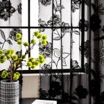 Treatmentex Black Sheer Lace Curtains for Bedroom Living Room Studio 84inch Long Vintage Rose Floral Embroidered Semi Sheer Curtain Panels Privacy Leaf Sheer Drapes with Scalloped Edge 54" w 2pcs 7ft