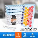 Emporio Kitchen Round Ice Cube Tray with Lid and Bin – Creates 99 Ice Balls (1.1 Inch Size), Stackable Ice Cube Trays, Easy-Release Ice Balls for Drinks and Cocktails, Pack of 1 (3 Trays), Blue